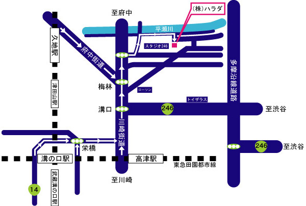 高津駅より徒歩約17分です